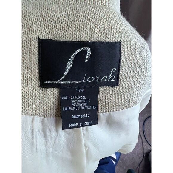 Liorah Womens 18W Champagne Gold Midi Skirt Beaded Jacket Embellished Church - Picture 10 of 12